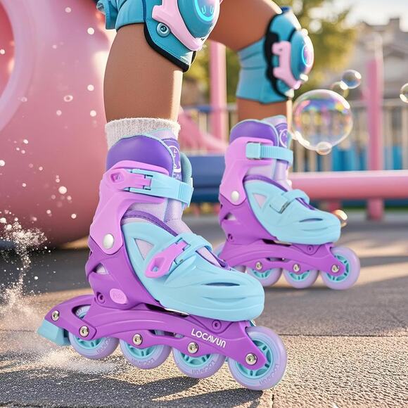 Inline Skates for Girls and Kids, Roller Skates Blades with 4 Size Adjustable... - Picture 4 of 6